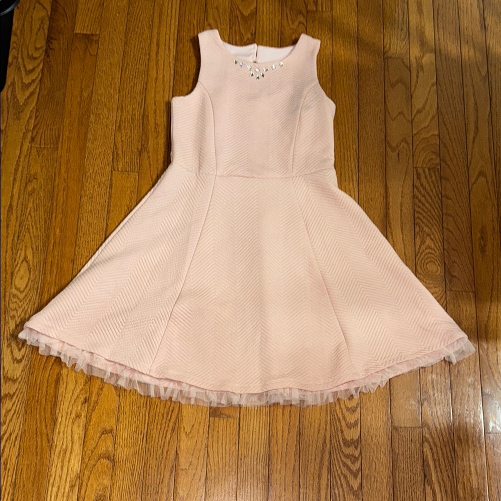 Zunie Pink Pleated A-Line Prom Dress